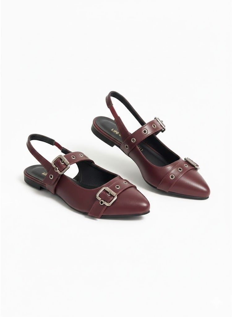 لايف ستيلاش  سابوه فلات جلد أنيق  BF-804 - نبيتي - Image 1